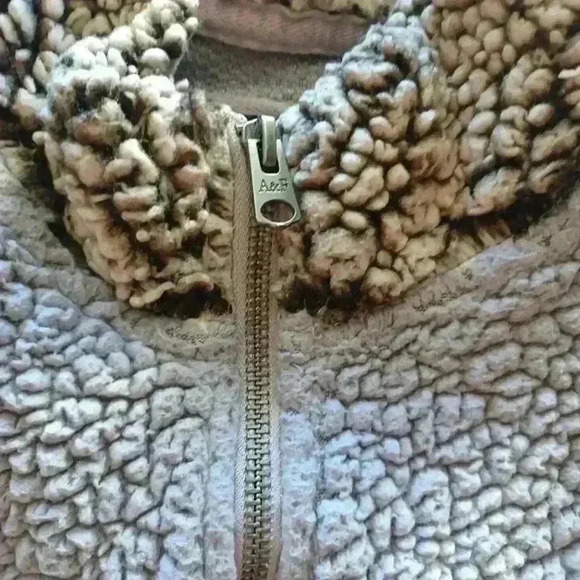 Abercrombie & Fitch Womens Gray And Lilac 1/4 Zip Sherpa Sweater S - Picture 7 of 13